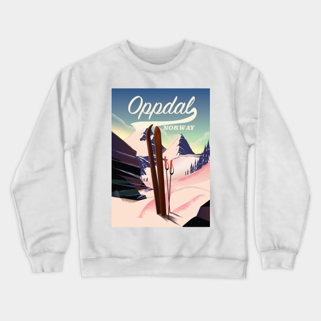 Oppdal norway vintage style ski poster. Crewneck Sweatshirt by nickemporium1